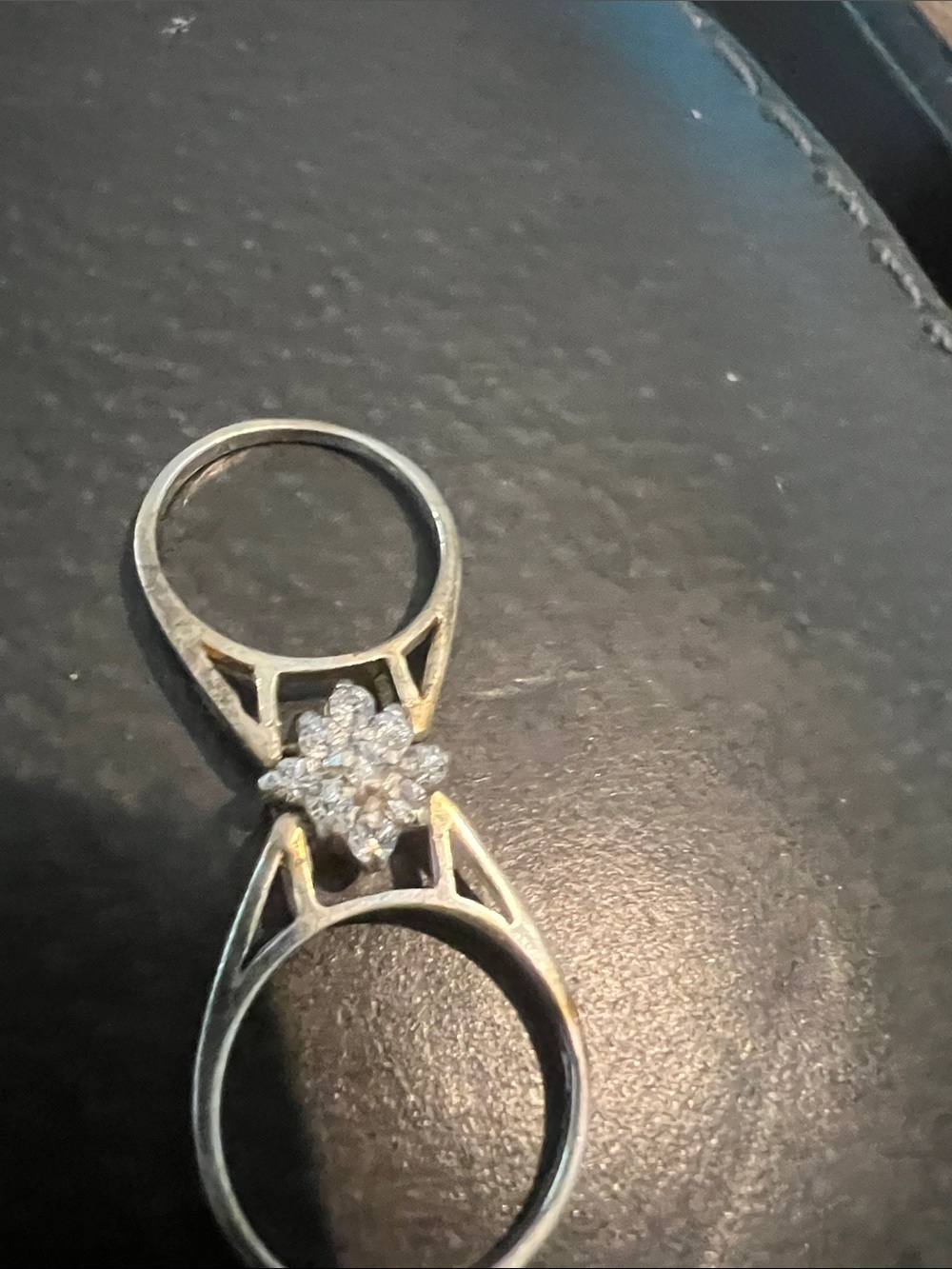 925 Double Ring with CZ Cluster FLIP RING.FLIP HER OVER AND RUBY